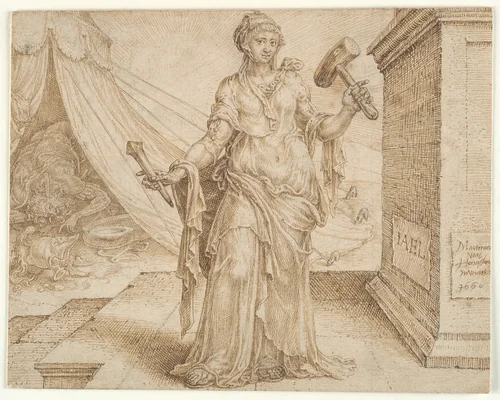 Jael by Maarten van Heemskerck, drawing, 1557-1563