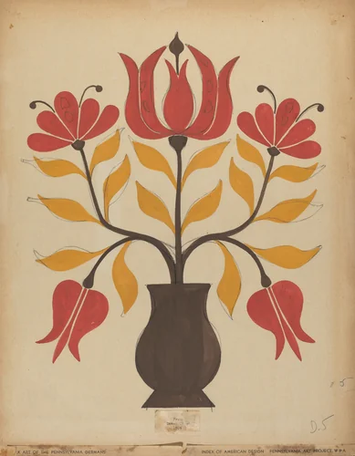 Drawing for Plate 5: From Portfolio "Folk Art of Rural Pennsylvania" by American 20th Century, index of american design, 1939