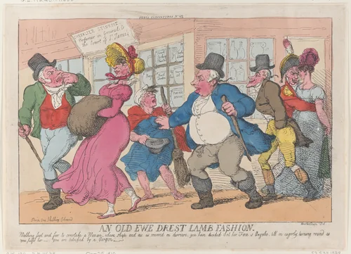 An Old Ewe Drest Lamb Fashion by Thomas Rowlandson, print, 1810