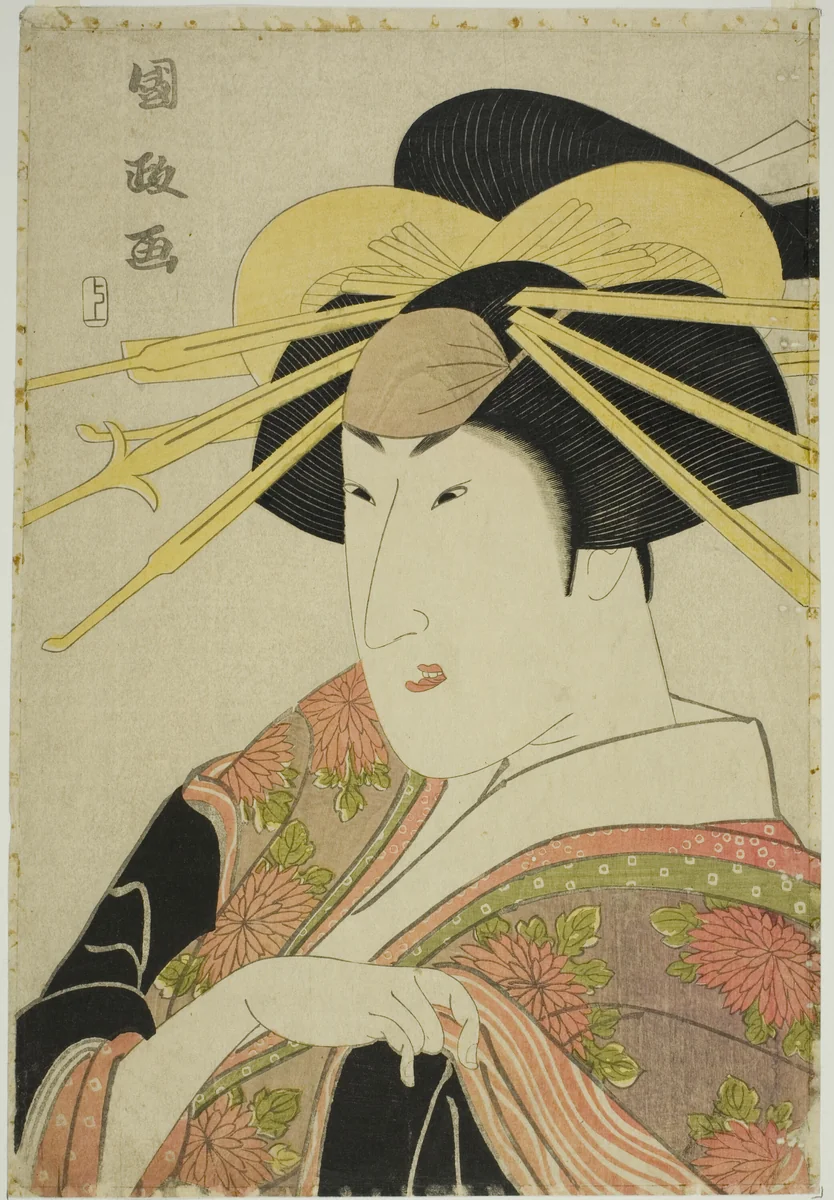 Portrait of an Actor in Female Dress by Utagawa Kunimasa, print, 1773-1810