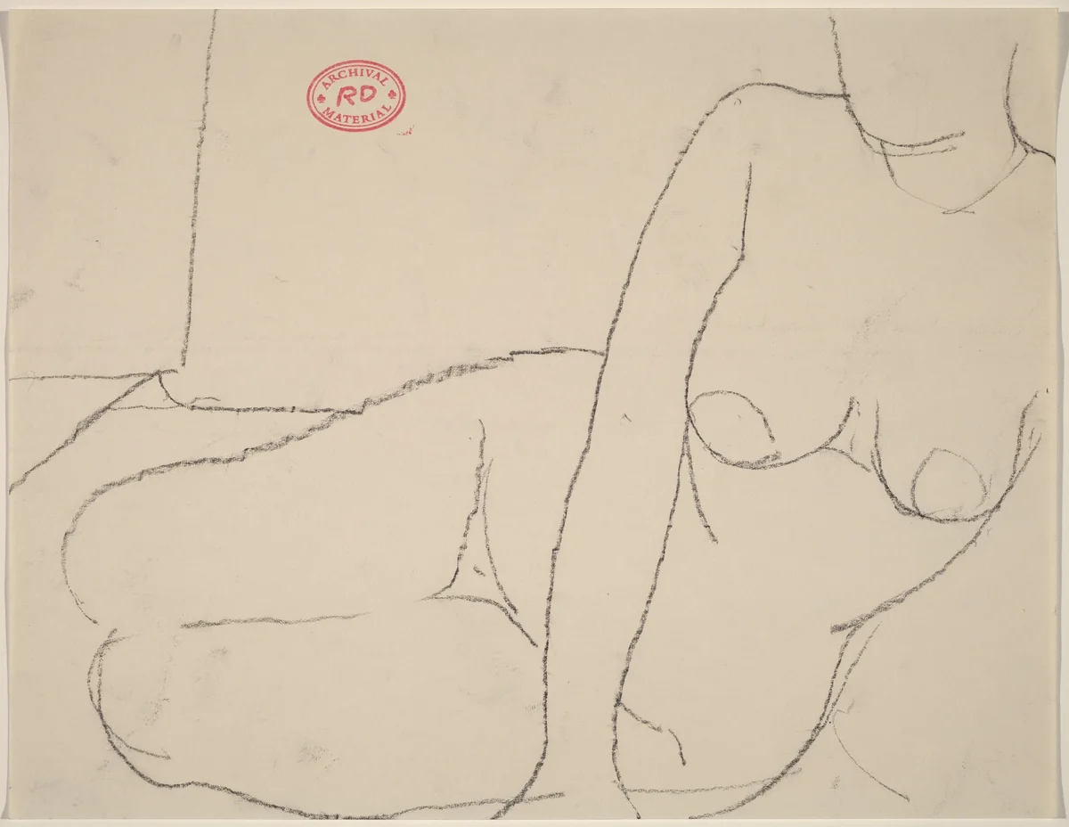 Untitled [nude reclining on her left thigh] by Richard Diebenkorn, drawing, 1955-1967