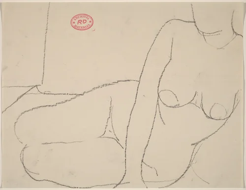 Untitled [nude reclining on her left thigh] by Richard Diebenkorn, drawing, 1955-1967