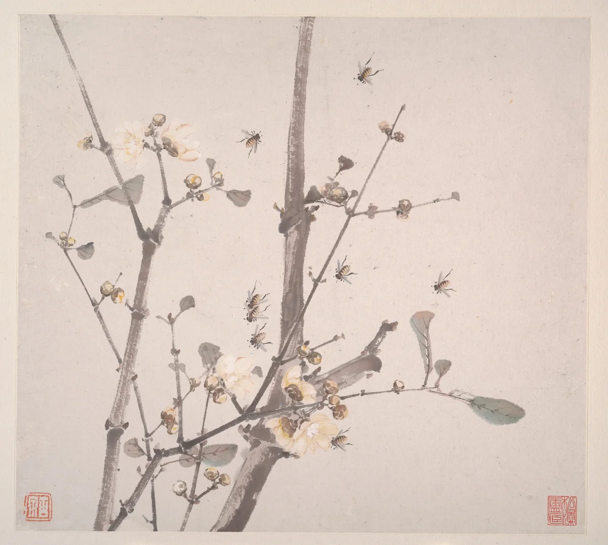 Insects and Flowers by Ju Lian, painting, 1865