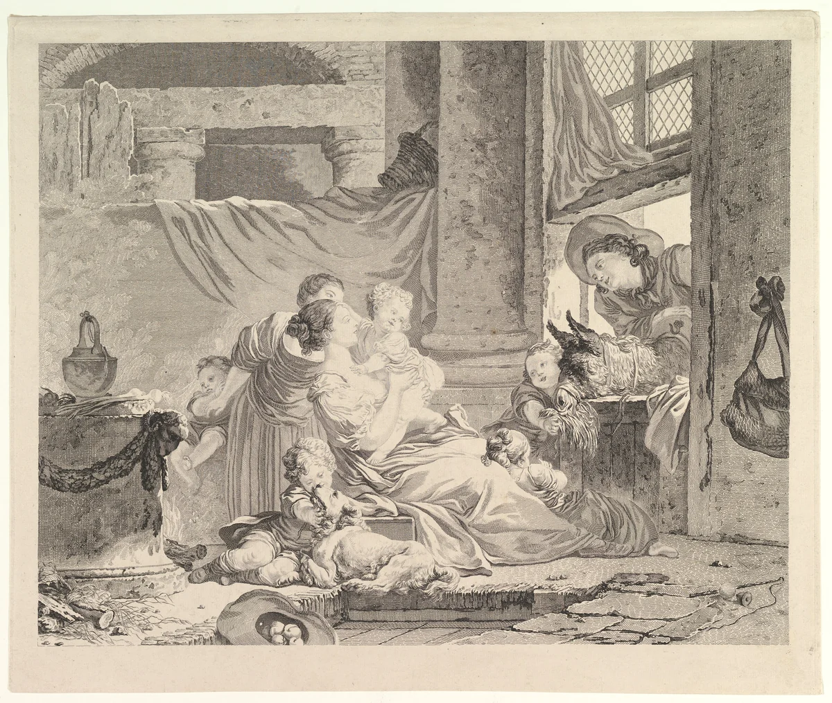 La Famille du Fermier by Jean Honoré Fragonard, print, 1745-1806