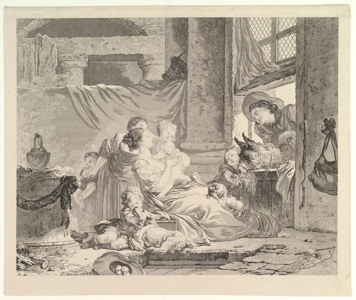 La Famille du Fermier by Jean Honoré Fragonard, print, 1745-1806