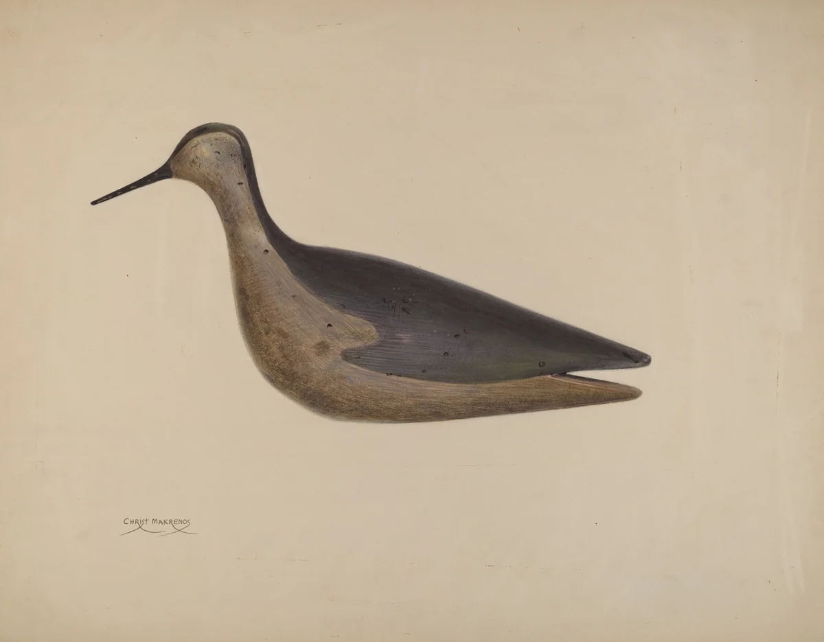 Wooden Decoy by Chris Makrenos, index of american design, 1937