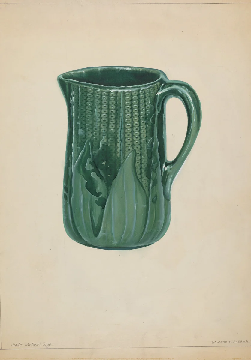 Bennington Pitcher by Howard H. Sherman, index of american design, 1937