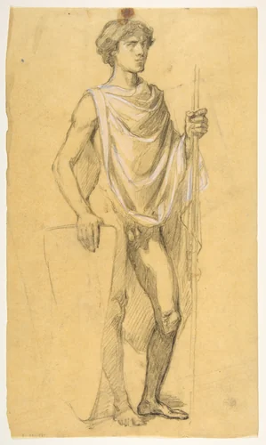 Soldier (middle register; study for wall paintings in the Chapel of Saint Remi, Sainte-Clotilde, Paris, 1858) by Isidore Pils, drawing, 1830-1875