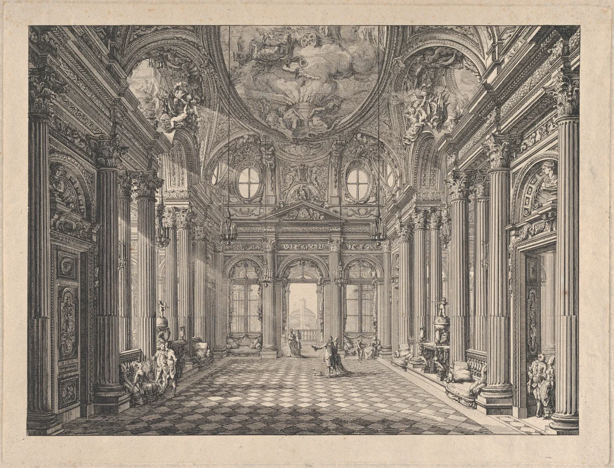 Interior of the Palazzo Spinola, Genoa by Louis Jean Desprez, print, 1777