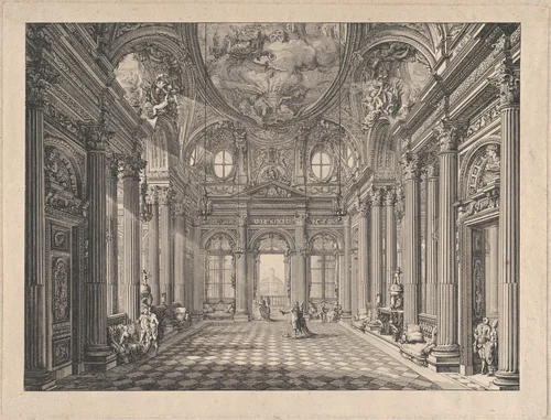Interior of the Palazzo Spinola, Genoa by Louis Jean Desprez, print, 1777
