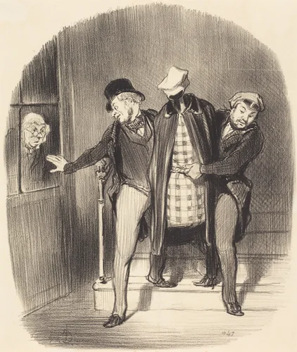 Un Déménagement furtif by Honoré Daumier, print, 1847