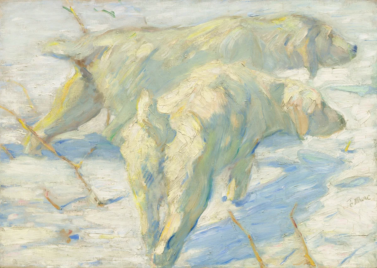 Siberian Dogs in the Snow by Franz Marc, painting, 1909-1910