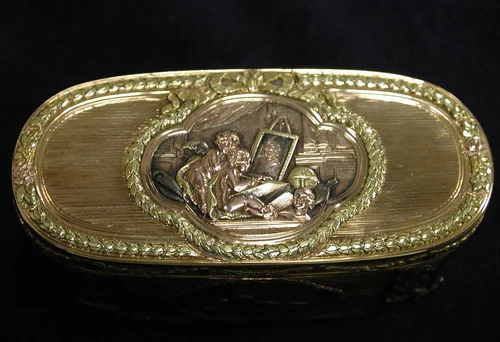 Snuffbox by F. M., metalwork, 1775-1785