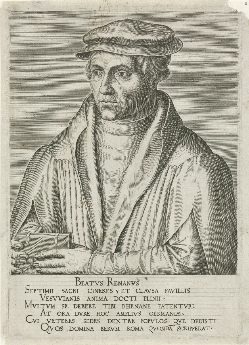 Portret van Beatus Bild by Philips Galle, print, 1567