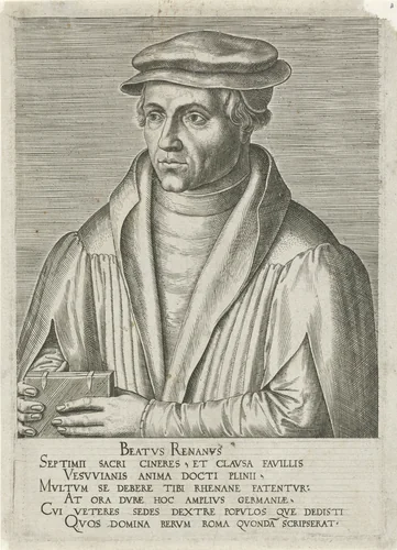 Portret van Beatus Bild by Philips Galle, print, 1567