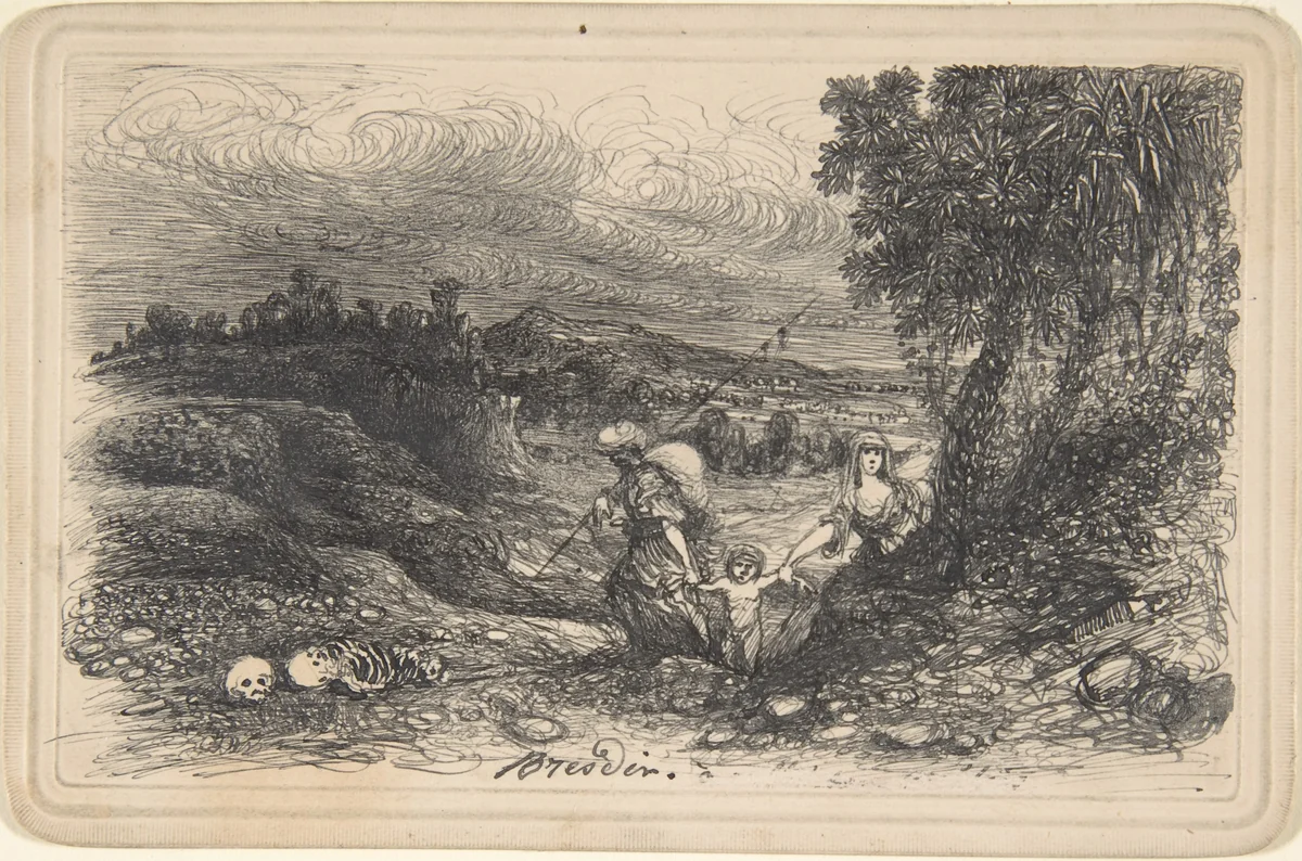 Flight to Egypt by Rodolphe Bresdin, drawing, 1840-1885