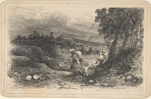 Flight to Egypt by Rodolphe Bresdin, drawing, 1840-1885