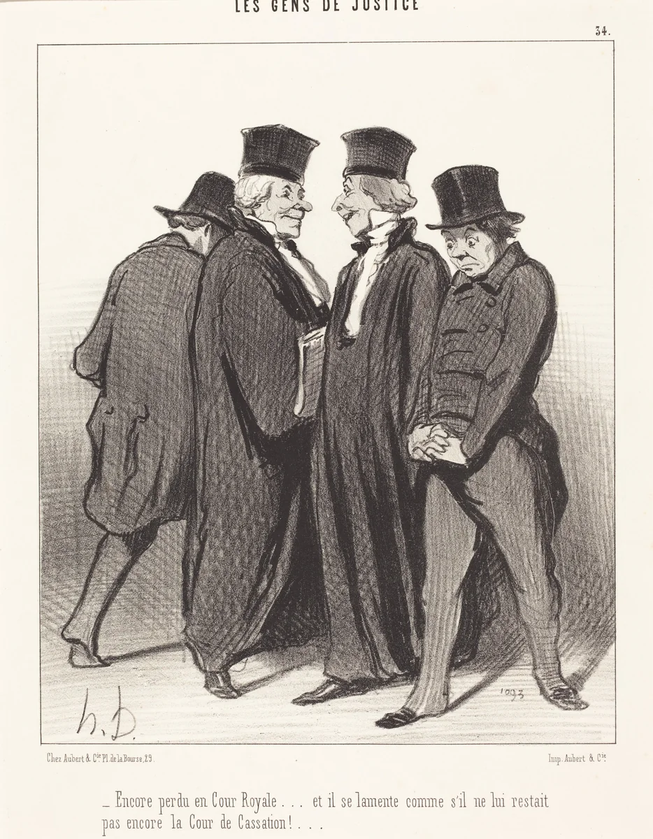 Encore perdu en Cour Royale... et il se lamente... by Honoré Daumier, print, 1848