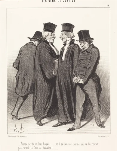 Encore perdu en Cour Royale... et il se lamente... by Honoré Daumier, print, 1848