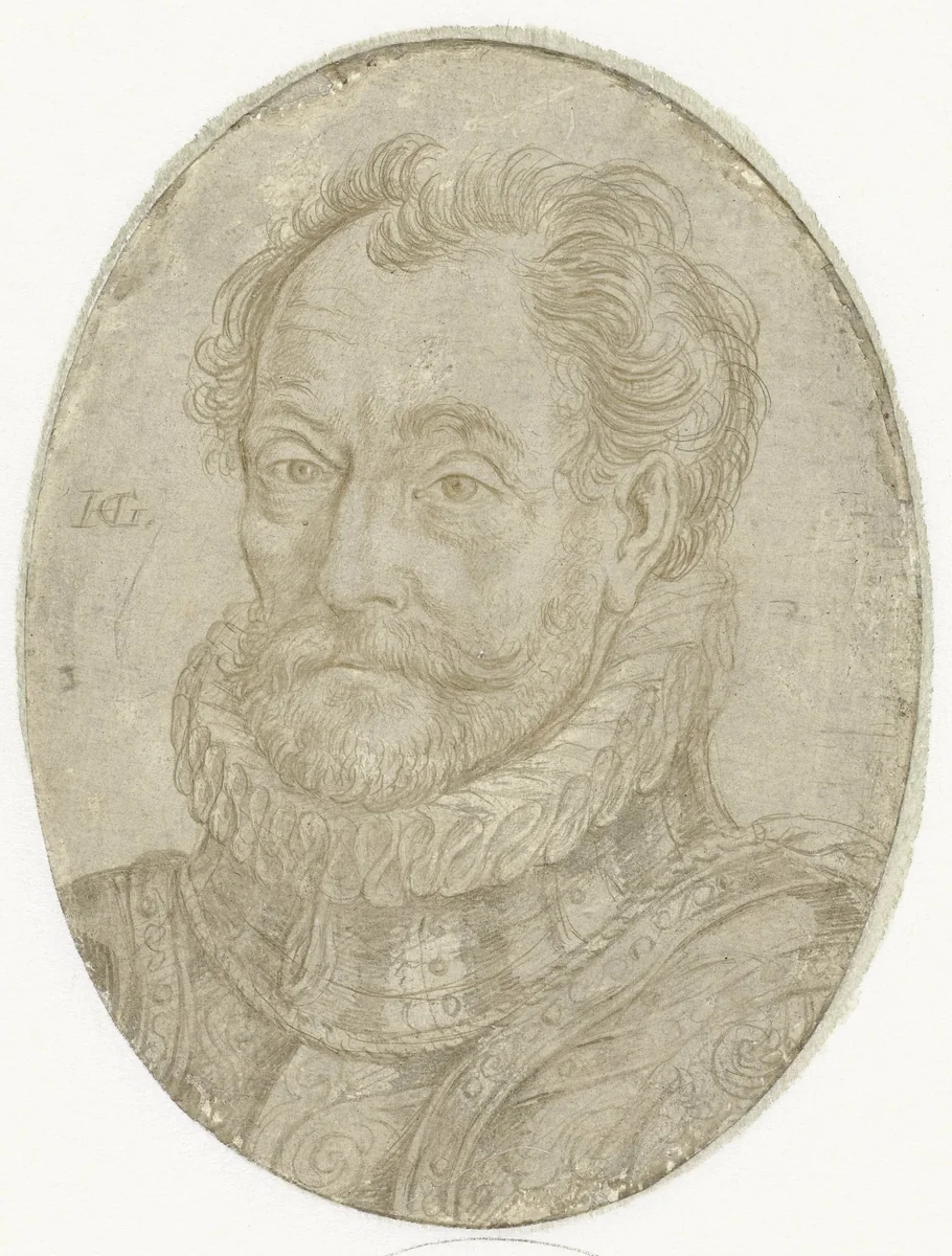 Portret van Prins Willem I van Oranje by Hendrick Goltzius, drawing, 1595-1605