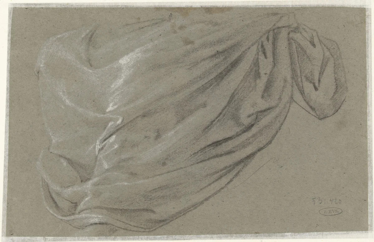 Draperiestudie by anonymous, drawing, 1610-1630