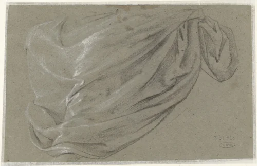Draperiestudie by anonymous, drawing, 1610-1630