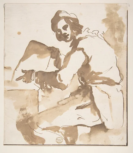 Youth Reading by Pier Francesco Mola, drawing, 1612-1666