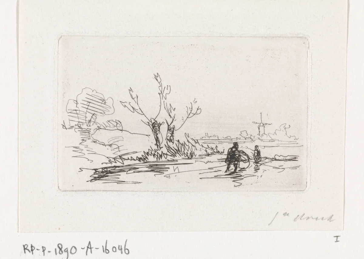 Schaaters bij knotwilgen by Johannes Franciscus Hoppenbrouwers, print, 1855-1857