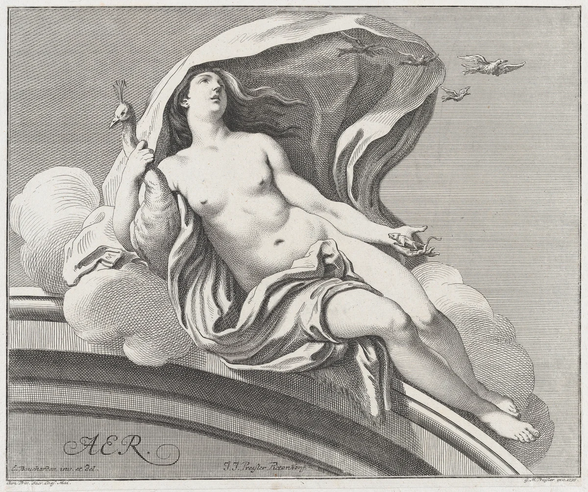 Air, from "The Elements" by Johann Justin Preissler, print, 1735
