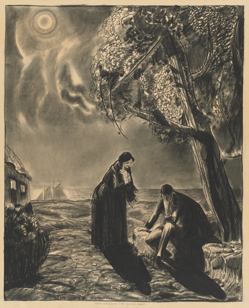 The Hag and the Young Man by George Bellows, drawing, 1917-1927