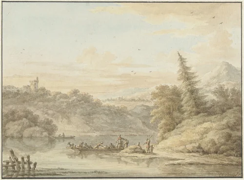 Rivierlandschap by Cornelis Buys, drawing, 1756-1826