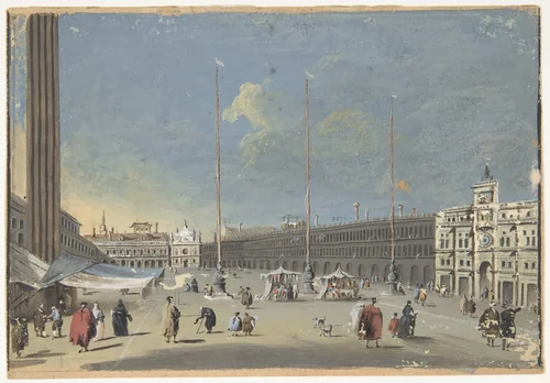 View of the Piazza di San Marco Toward the South (showing the now destroyed church of San Geminiano) by Giacomo Guardi, drawing, 1764-1835