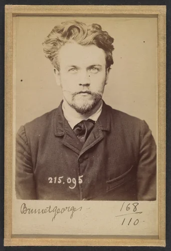 Brunet. Georges. 25 ans, né à Paris. Menuisier. Anarchiste. 4/2/94. by Alphonse Bertillon, photograph, 1894
