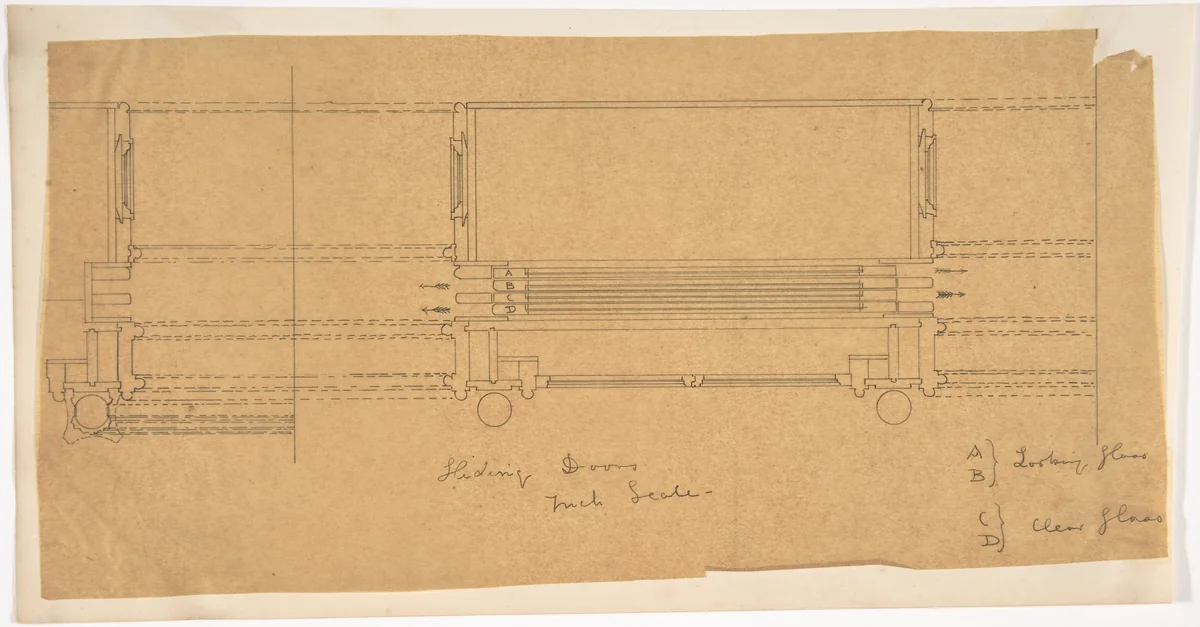 Design for Sliding Doors and Mirrors by anonymous, drawing, 1800-1900