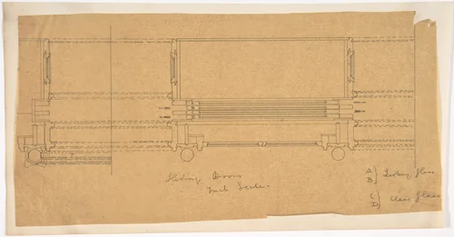 Design for Sliding Doors and Mirrors by anonymous, drawing, 1800-1900