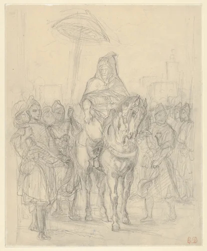 Study for "The Sultan of Morocco and His Entourage" by Eugène Delacroix, drawing, 1850-1860