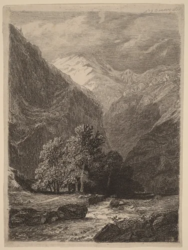 Mountainous Landscape by Swiss 19th Century, print, 1838