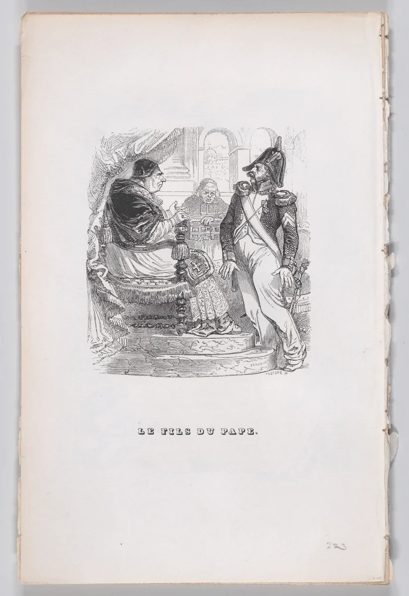The Son of the Pope, from "The Complete Works of Béranger" by J. J. Grandville, print, 1836