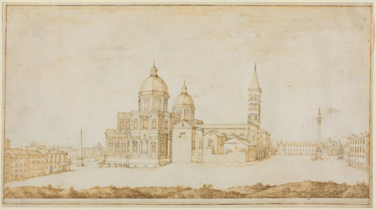 Santa Maria Maggiore by Lieven Cruyl, drawing, 1665