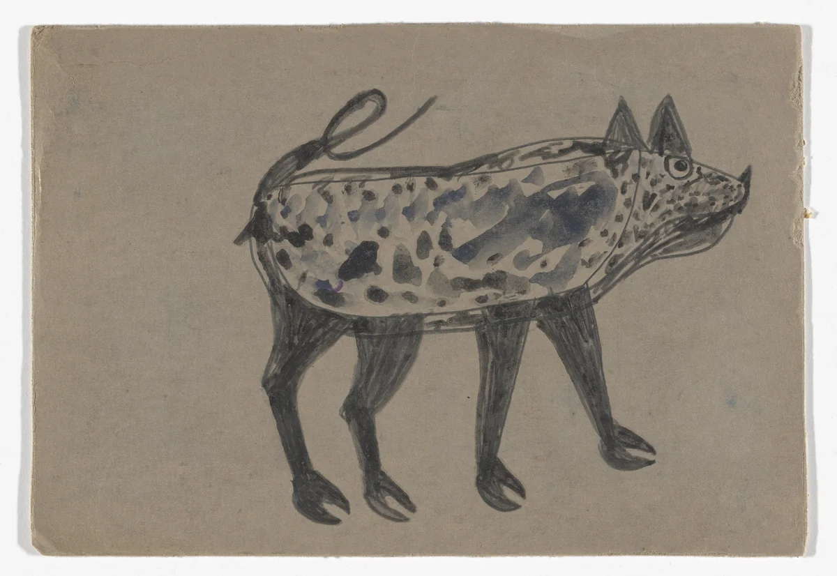 Spotted Sow by Bill Traylor, drawing, 1940