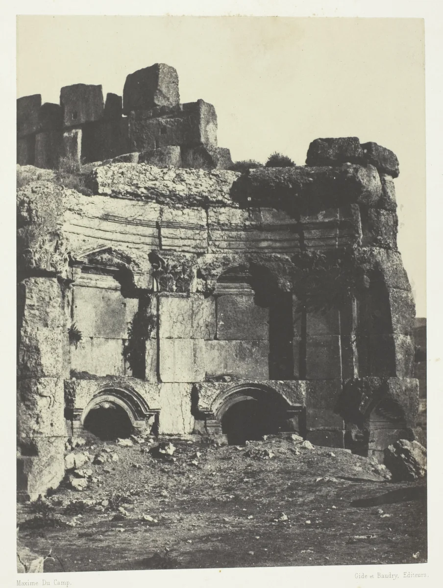 Baalbeck (Héliopolis), Hémicycle De L'Enciente Des Temples Du Soleil Et De Jupiter; Syrie by Maxime Du Camp, photograph, 1849-1851