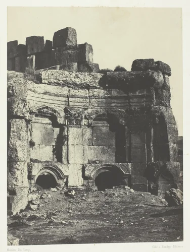 Baalbeck (Héliopolis), Hémicycle De L'Enciente Des Temples Du Soleil Et De Jupiter; Syrie by Maxime Du Camp, photograph, 1849-1851