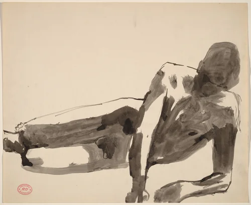 Untitled [reclining male nude] by Richard Diebenkorn, drawing, 1955-1967