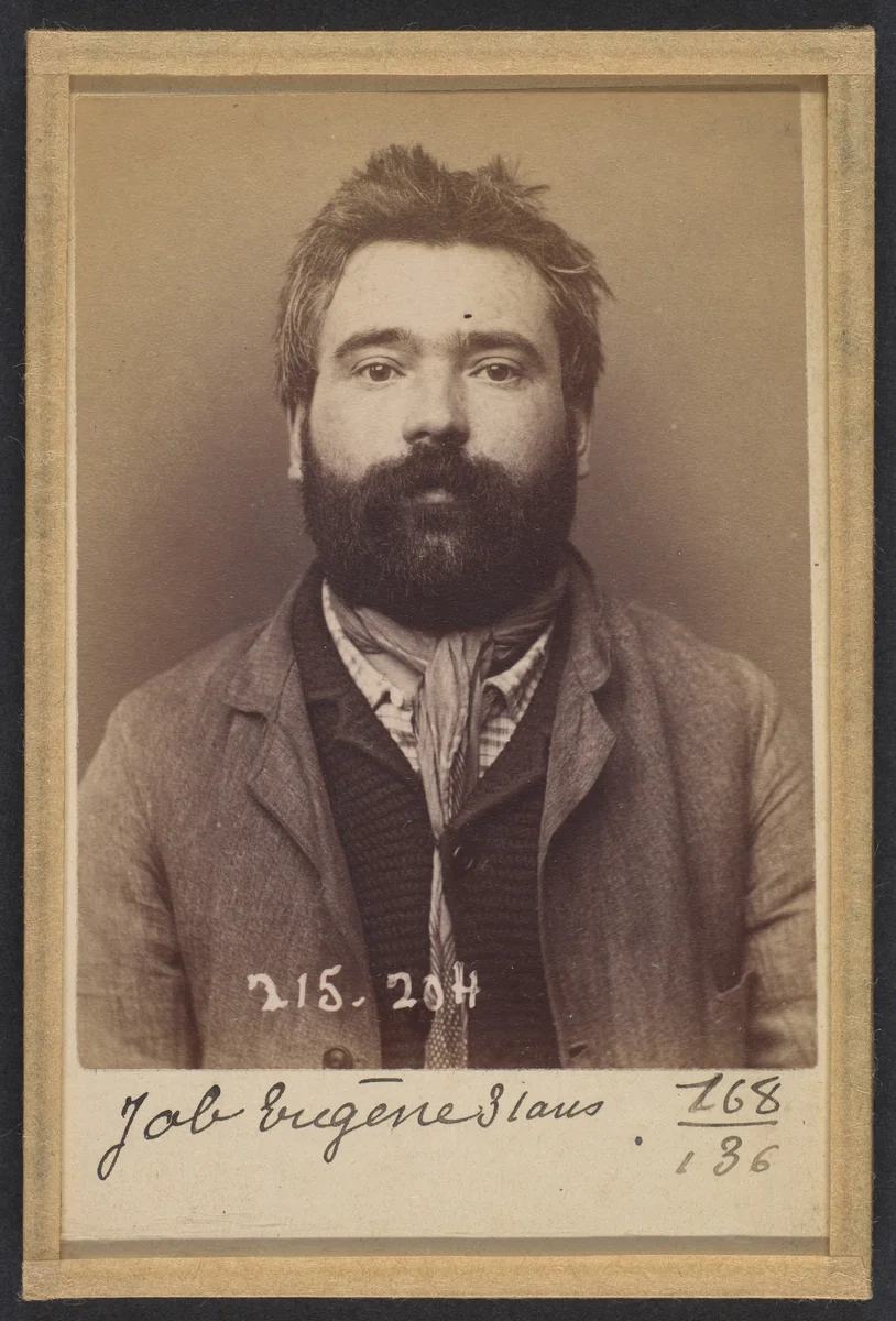 Job. Eugène, François. 31 ans, né à Paris Xle. Chaisier. Anarchiste. 6/3/94. by Alphonse Bertillon, photograph, 1894