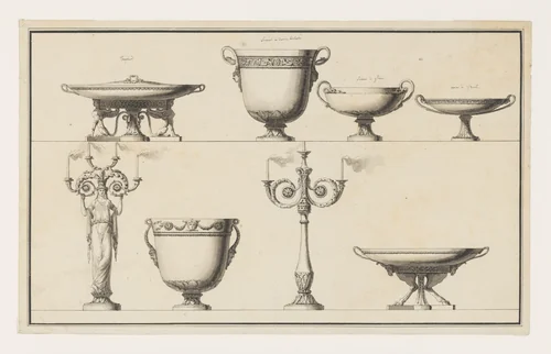 Designs for Silver by Jean Guillaume Moitte, drawing, 1746-1810