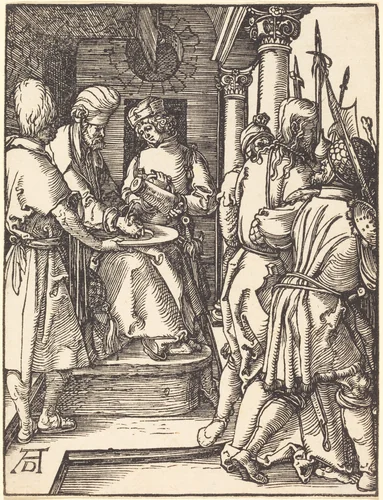 Pilate Washing His Hands by Albrecht Dürer, print, 1509-1510