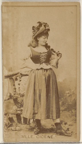 Mlle. Cicene, from the Actors and Actresses series (N45, Type 8) for Virginia Brights Cigarettes by Allen & Ginter, photograph, 1885-1891