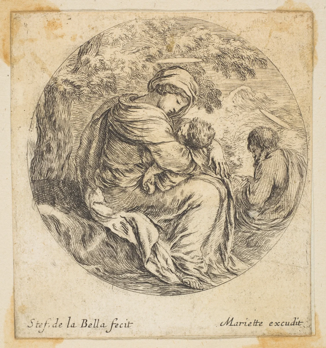 Rest on the Flight into Egypt by Stefano della Bella, print, 1636-1646