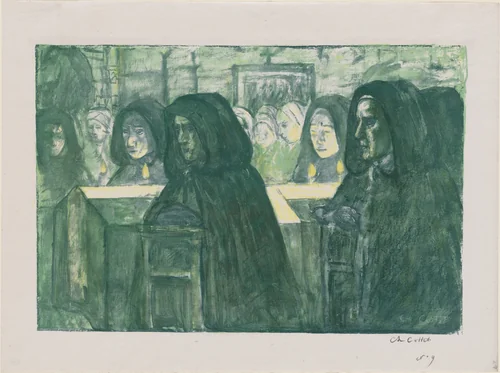 Burial in Brittany (L'Enterrement en Bretagne) by Charles Cottet, print, 1897