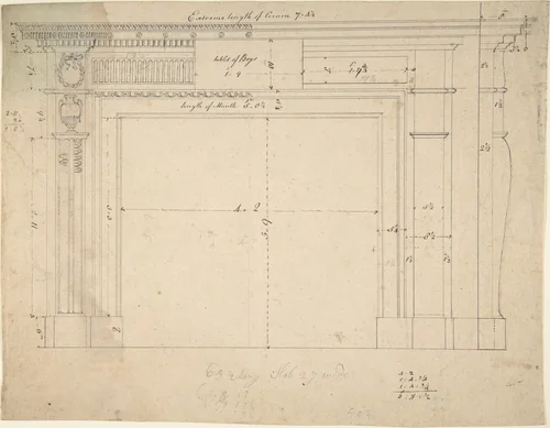 Design for a Chimneypiece by Sir William Chambers, drawing, 1740-1800